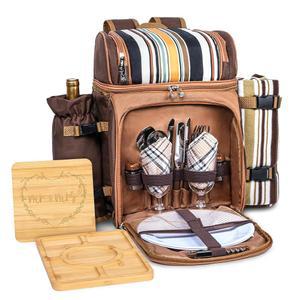 담요가 있는 2인용 합팀 피크닉 바구니 백팩, 샤커트리 보드 2개, 커플 약혼 선물, 결혼식, 집들이, 흰색 화이트 엘리펀트, 신부 샤워를 위한 이상적인 선물