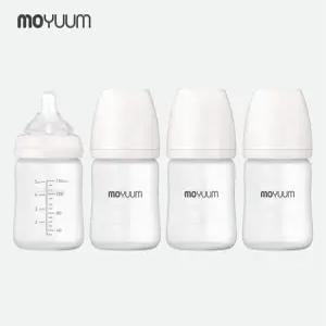 실리콘 코팅 유리 젖병 150ml 쿼드라팩 - 젖꼭지 포함