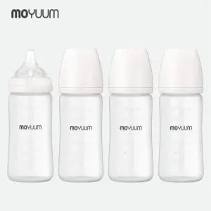 실리콘 코팅 유리 젖병 240ml 쿼드라팩 - 젖꼭지 포함