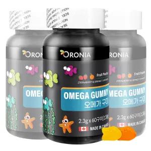 오로니아 오메가 꾸미 씹어먹는 과일맛 영양제 EPA DHA 2.3g x 60정 3통 (60일분) 어린이 키즈 온가족