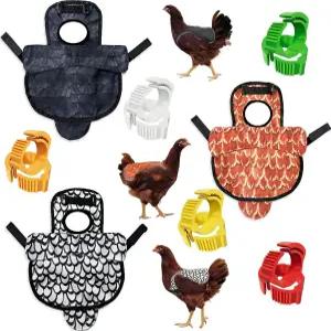 조절 가능한 스트랩이 있는 닭용 닭 안장 등 깃털 보호용 옷 10개의 다리 밴드가 방수 액세서리