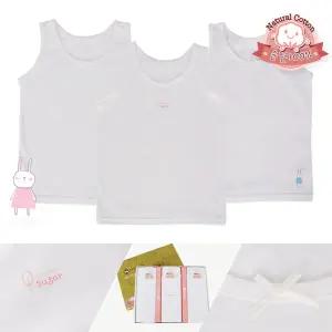 슈가화이트 순면 여아런닝 아동나시속옷 3종세트