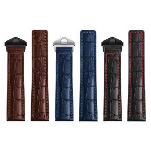 19mm 20mm 22mm TAG Heuer Calera 가죽 시계줄 스틸 버클 블루 브라운 블랙 악어가죽 시계 스트랩 액세서리