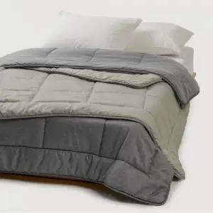 자주 사계절 차렵이불 부드러운 윤슬 피치스킨 SS 카키그레이