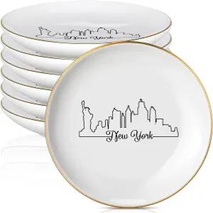 톤디아모 6개 뉴욕 주얼리 접시 기념품 뉴욕시 세라믹 장신구 결혼식 신부 들러리 선물 크리스마스 파티용