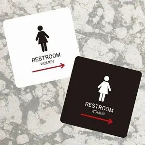 고품질 부착형 안내판 소형 여성 화장실 안내 표지 13x13cm 알림 표지판 안내문구 매장 WFIQRZV