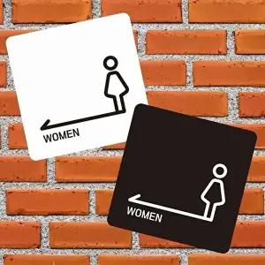 고품질 부착형 소형 안내판 13x13cm 여성용 좌측 정사각형 표지판 알림 표지판 안내문구 매장 WFIQS0K