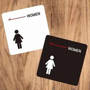 고품질 소형 안내판 여성용 부착형 정사각형 13x13cm 좌측 부착 표지판 알림 표지판 안내문구 매장 WFIQS0