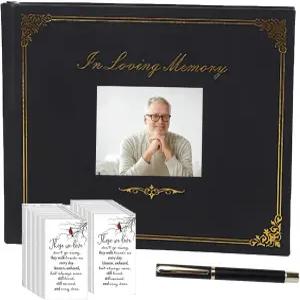 추모식을 위한 RSDKL 장례식 방명록 펜과 50장의 기념 카드가 포함된 사랑의 기억 사진 삽입이 124페이지의