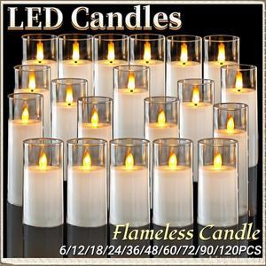 6-120피스 웨딩 Led 양초 배터리와 인공 저녁 식사  Flameless 야외 홈 장식 아크릴 컵