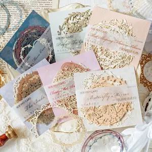 스크랩북용 60pcs 장식 카드 종이 액자 6팩 플라워 레이스 화환 컷아웃 제작용 다이컷 보더 콜라주