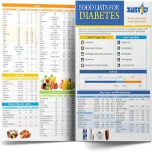 Zastic! 환자를 위한 8.5 x11 적층형 식품 차트 및 식사 플래너 - 345가지 식료품 목록 제공량 탄수화물