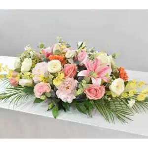 대형 테이블 조화 꽃 촬영용 호텔 소품 회의실 꽃꽂이 인조