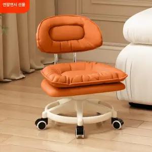 낮은 바퀴 의자 등받이 쿠션 화장대 간이 네일샵 작업용 둥근 원형 이동식 미니 체어