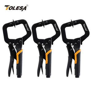 호스 클램프 밴드 TOLESA 3PCS 금속 페이스 목공 포켓 구멍 가구 만드는 캐비닛 Carpentr 플랫 회전 패드가있는 잠금 플라이어