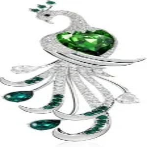 여성용 피콕 브로치 - 기념일 생일 크리스마스를 위한 반짝이는 라인스톤 주얼리 웨딩 부케 핀