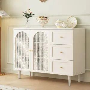 라탄 서랍장 낮은 레트로 와이드 120cm 드레스룸 식