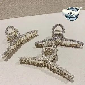 메탈 악세서리 헤어핀 반묶음 장식핀 큐빅 헤어집게핀 머리집게 바나나핀 셀프올림머리