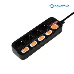 동양전자산업 4구 메인 개별스위치 멀티탭 블랙 3m/영샵