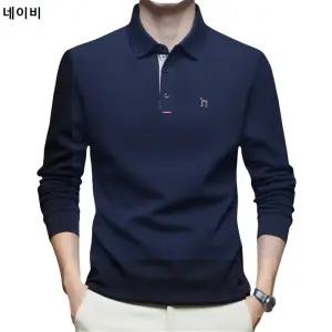 헤지스 남성 솔리드 긴팔 피케 카라티셔츠 L5555