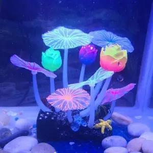 [콩심팥심]수족관 장식 인조수초 야광 꽃 모형 수조 꾸미기 용품