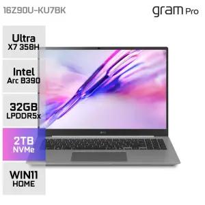 LG 그램 프로16 16Z90U-KU7BK 인텔 Ultra X7 OLED 120Hz 에어로미늄 실버 WIN11 32GB 2TB YO