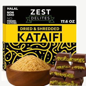 필로 중동 카다이프, 키트용 쿠나파, 디저트용 카타이피 제스트 & 나페 건조 도우, 델리테스의 카다이프 초콜릿 페이스트리, 두바이 17.64온스(500g) 파쇄