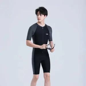 남자실내수영복 남자전신수영복 세트 슈트 블랙그레이 반팔