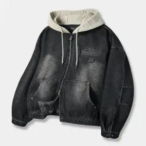 dimitriblack 2WAY OG 에센셜 디트로이트 후드 집업데님 블랙