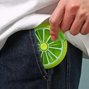 회전 휴대용 보관 칸막이 라임 알약 일주일 여행 약통