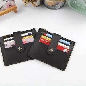 1P 신분증 블랙 3포켓 명함 가로 지퍼 신용카드지갑 가죽지갑 신분증지갑 카드보관지갑
