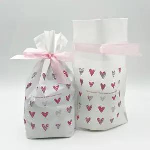 리본 선물포장 봉투 답례품 구디백 핑크 하트 50매