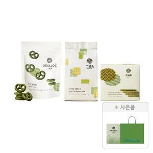오설록 티푸드 3종(프레첼+그린티웨하스+와플)+증정(세작 1입, 1개+러닝 쇼핑백(소), 1개)