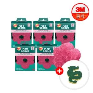 [최종 13,920원] 3M 물온도에 따라 변하는 스카치 브라이트 플렉스 스크럽 스펀지 수세미 1입x5개+용모양 수세미 증정