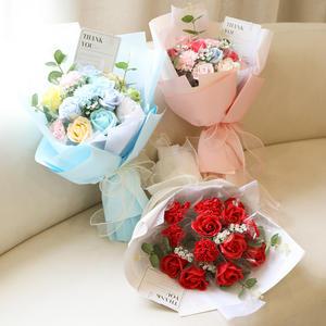기념일 선물 로즈 장미 파스텔 비누 꽃다발+쇼핑백세트