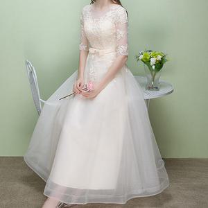 샴페인 컬러 셀프웨딩 드레스 T1741