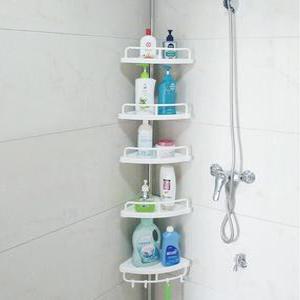 무타공 욕실 코너선반 5단 원터치 높이조절 욕실 수납선반