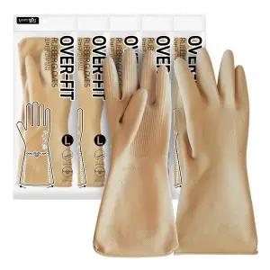 명진 오버핏 고무장갑 대형L(베이지) 5켤레 벗기편한 주방장갑 라텍스