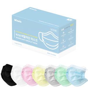 위즈윈 국산덴탈마스크 숨쉬기편한귀안아픈 귀편한 컬러 일회용마스크 흰색 대형50매