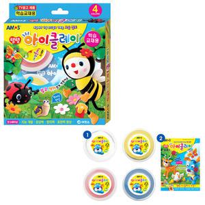 아모스 아이클레이 18g 4색세트 점토 학습 교재용 어린이 감각 놀이