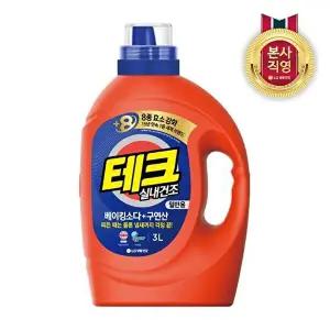 [LG생활건강]테크 베이킹소다+구연산 실내건조 액체세제 용기 3L 일반