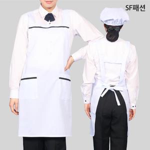 H형 배식 앞치마 유니폼 흰색 급식 식당 조리 공장 위생