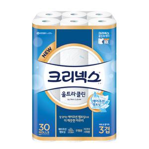 크리넥스 울트라 클린 3겹 30롤 25m 1팩 화장지/휴지