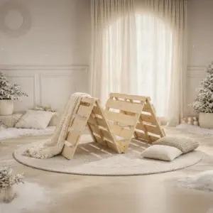 4단 소나무 통원목 침대 매트리스 접이식 깔판