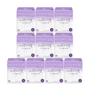 에어퀸 에센셜 생리대 오버나이트 100P(10Px10팩)