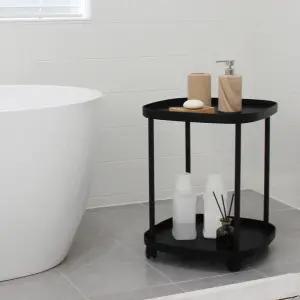 로엠가구 리티 이동 선반 바퀴달린 보조 수납 2단 미니 침대 협탁