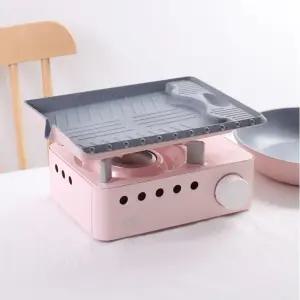 핑크블룸미니 플러스 2종 3종 세트(버너,불판,냄비) 휴대용가스렌지 캠핑 버너 썬터치 선물 Pink Bloom Mini Plus