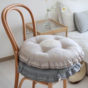 선염 멜란지 무지 두겹 프릴 원형 방석 M/L