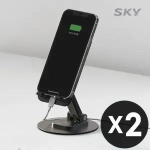 [1개+1개]스카이 핸드폰 태블릿 거치대 탁상용 360도 회전 높이 각도 조절 자바라 10종