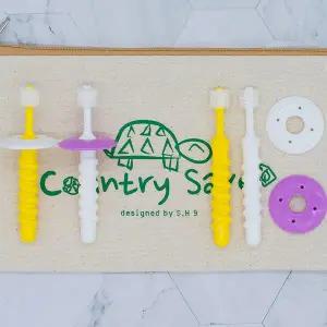 [컨트리세이브] 친환경 360도 칫솔 베이비단계 (4개월~18개월) 칫솔4P+프로텍터